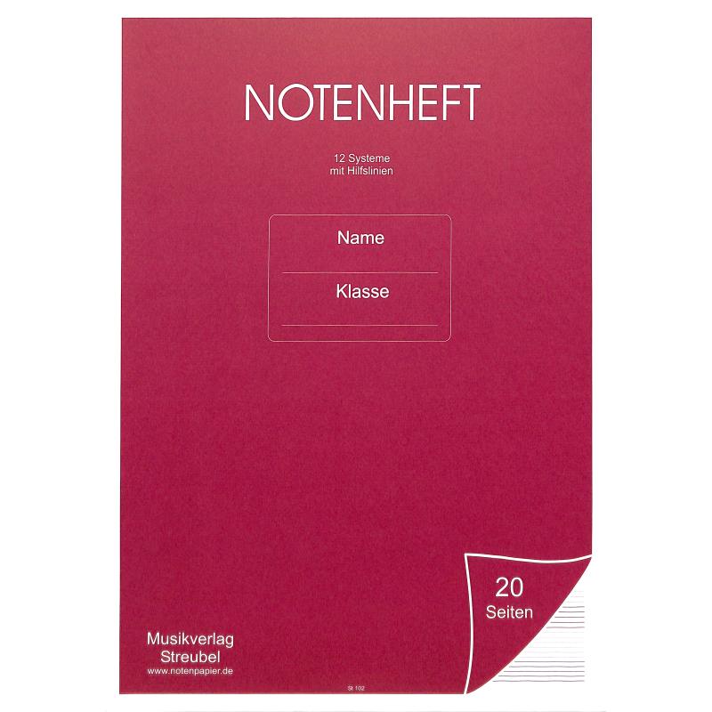 Notenheft DIN A4 mit Hilfslinien rot - Streubel 102