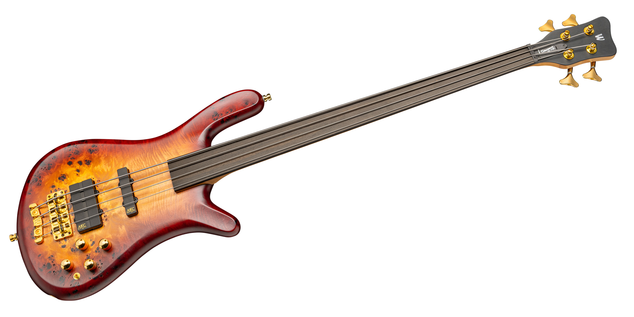 Warwick Teambuilt Streamer LX, Limited Edition 2025, 4-string, Fretless - Honey Sunset Burst in Natural Transparent Satin Finish