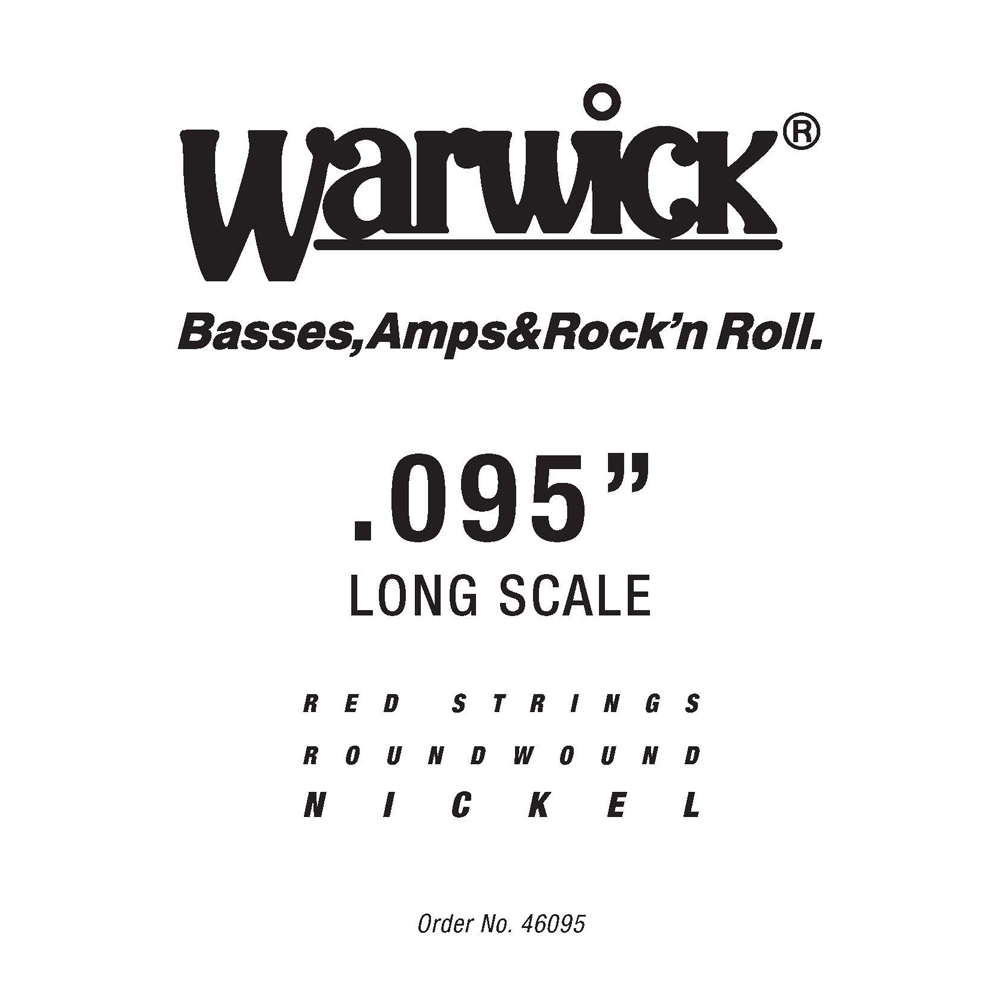 Warwick Red Strings Bass Strings, Nickel-Plated Steel - Bass Single String, .095", Long Scale