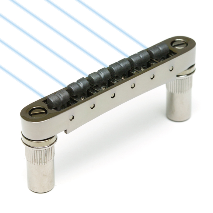Ghost PN-8863-BN - Loaded ResoMax NV2 Tune-O-Matic Bridge, 6 mm - Black Nickel