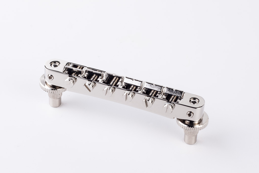 TonePros NVR2P N - Tune-O-Matic Bridge with Pre-Notched Saddles (Standard Nashville Posts) - Nickel