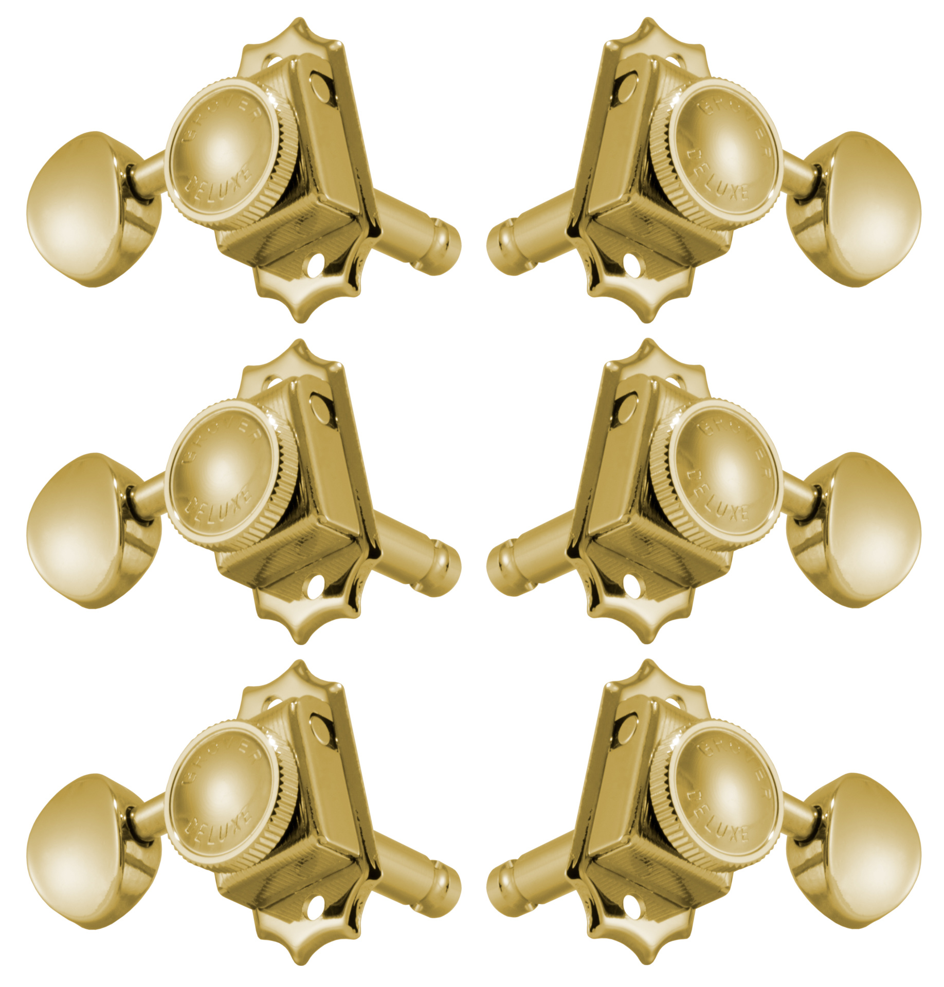 Grover 533G Vintage Locking Rotomatics with Metal Button - Guitar Machine Heads, 3 + 3 - Gold