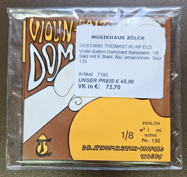 THOMASTIK Satz 130 DOMINANT Violin Saiten Satz 1/8 medium