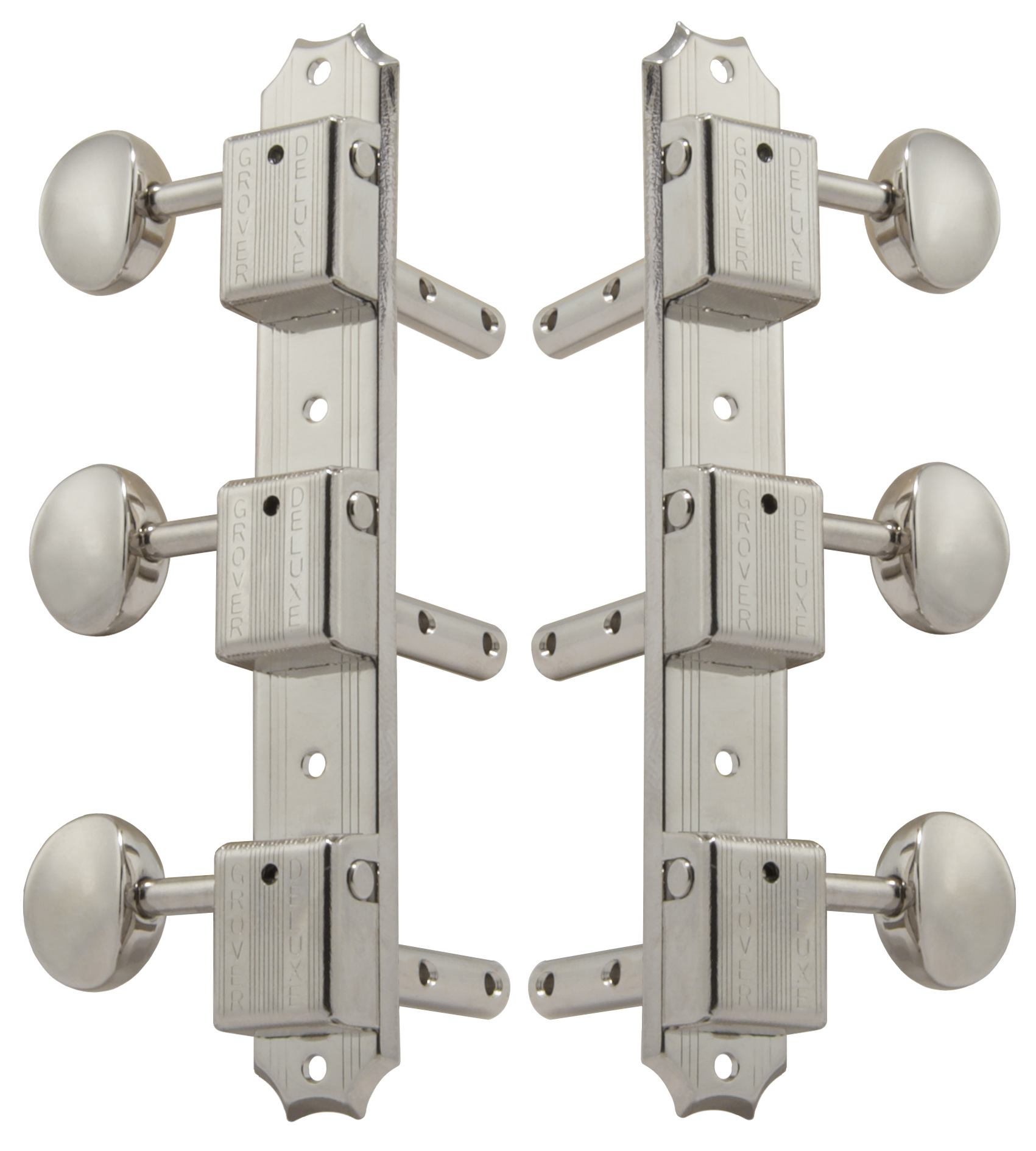 Grover H138N Vintage Deluxe Machine Heads, Horizontal - Guitar Machine Heads, 3 + 3 - Nickel
