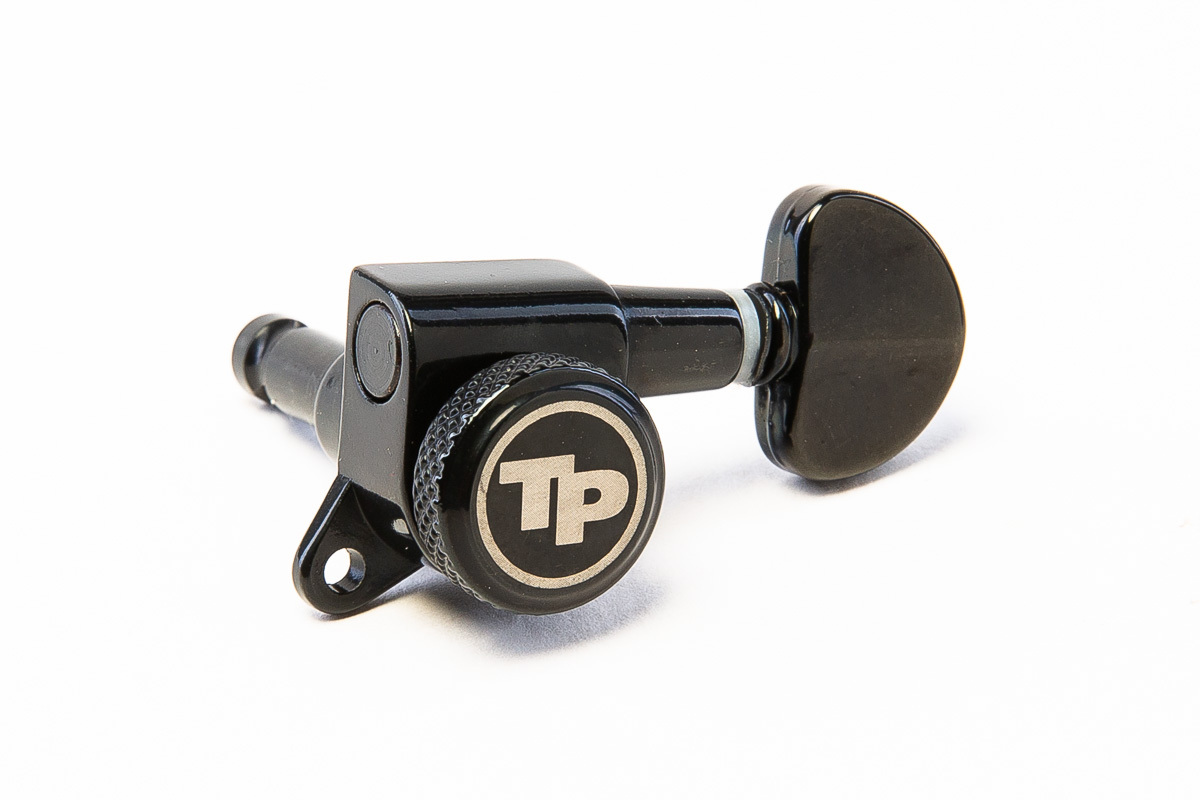 TonePros GKL60K-B Locking Tuner with 18:1 Gear Ratio and "Small Kidney" Style Button - Guitar Machine Heads, 6-In-Line - Black