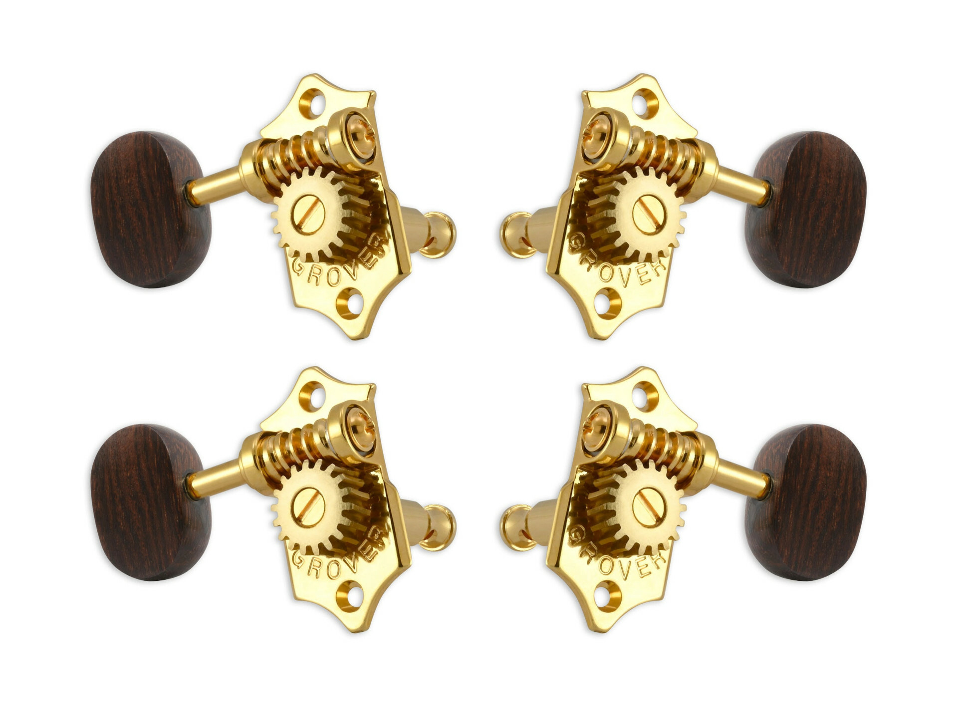 Grover U98-18GR Sta-Tite Geared Ukulele Pegs with Rosewood Button, 25.3 mm Post - 4 pcs. - Gold