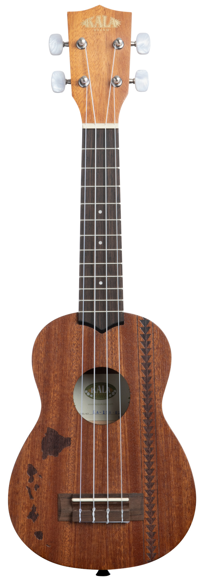KALA KA-15S-H2 - Satin Mahogany Soprano with Hawaiian Islands and Tattoo, with Bag (UB-S)