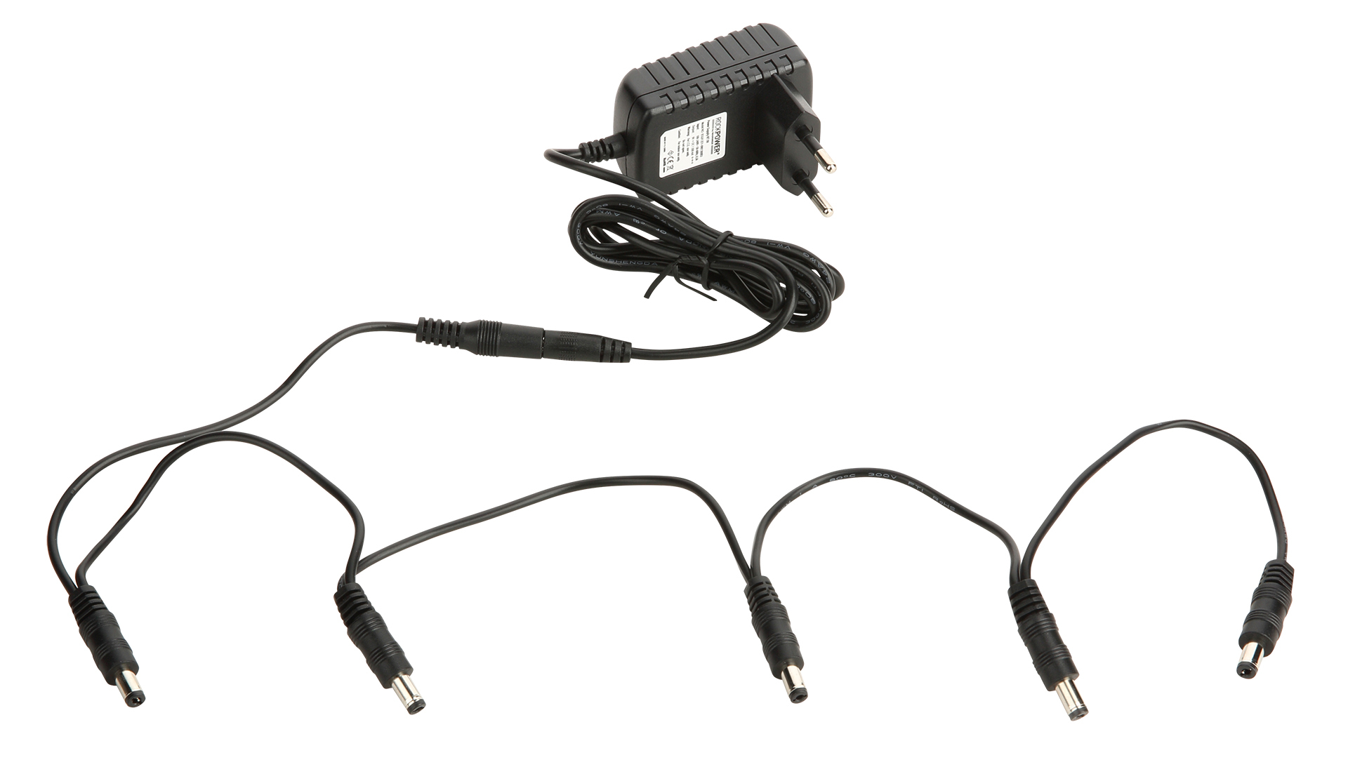RockPower NT 50 - Power Supply Combo Pack (9V DC, 1.300 mA, (-) Center + Daisy Chain w/ 5 outputs, EU Plug)