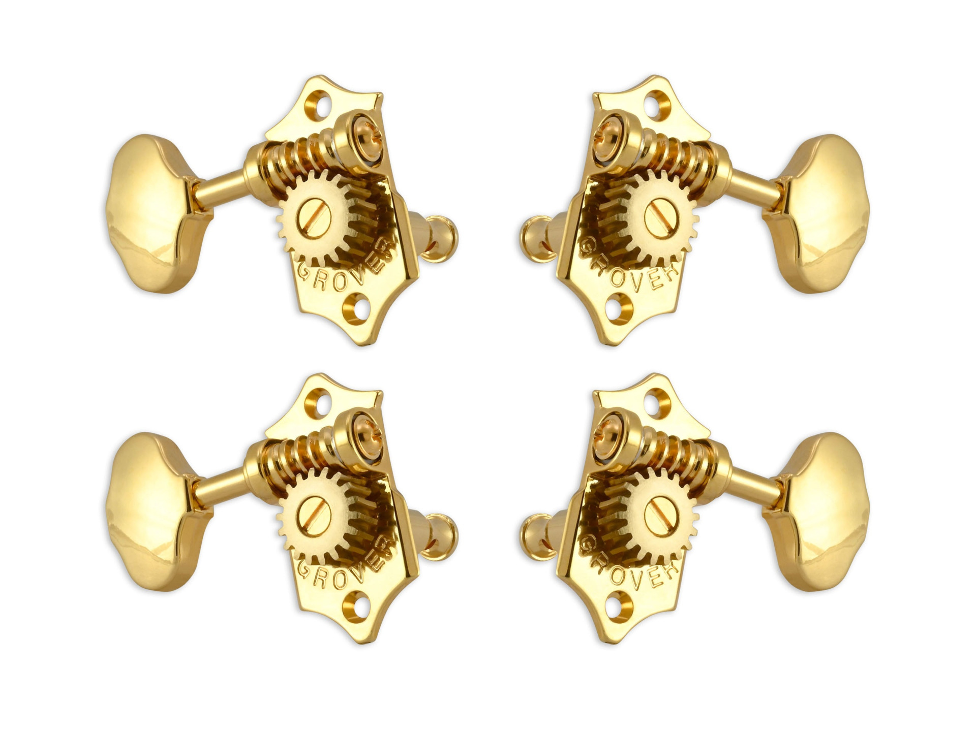 Grover U99-18G Sta-Tite Geared Ukulele Pegs with Metal Button, 21.3 mm Post - 4 pcs. - Gold