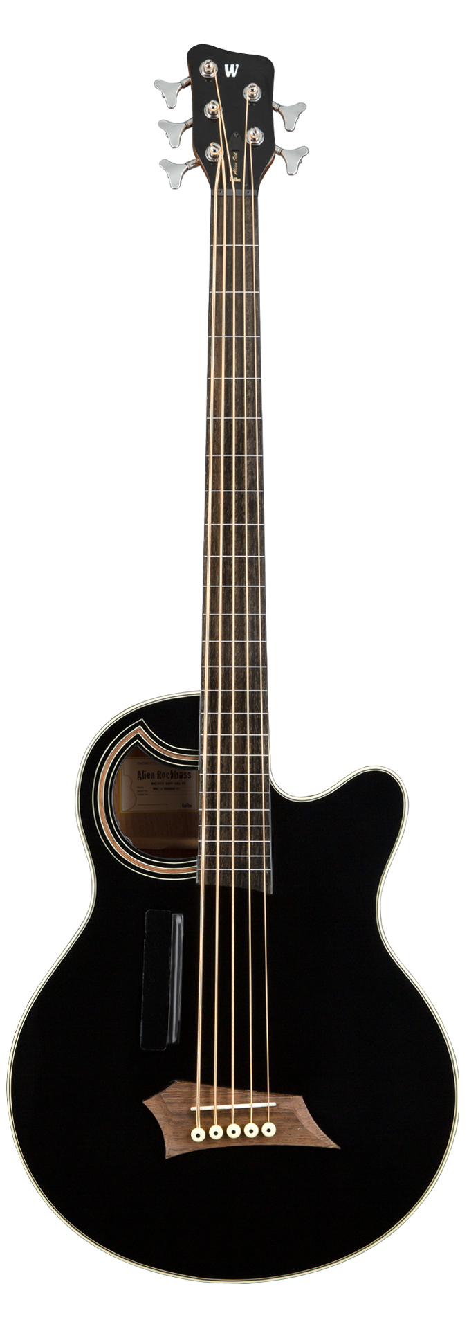 Warwick RockBass Alien Standard, 5-String, Fretless with Lines - Solid Black High Polish