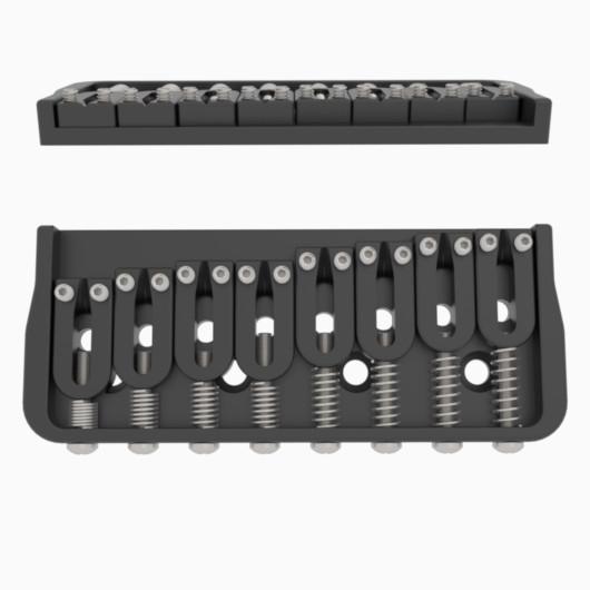 Hipshot Fixed Guitar Bridge for 8-String, .125" / 3.2 mm - Black