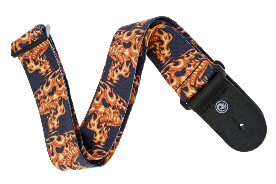 D'Addario 50LT01 Gitarrengurt - Flaming Skulls