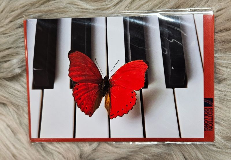 Doppelkarte Grußkarte - Klaviertastatur Schmetterling