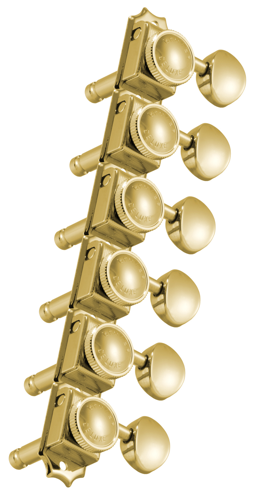 Grover 533G6 Vintage Locking Rotomatics with Metal Button - Guitar Machine Heads, 6-in-Line, Bass Side (Left) - Gold