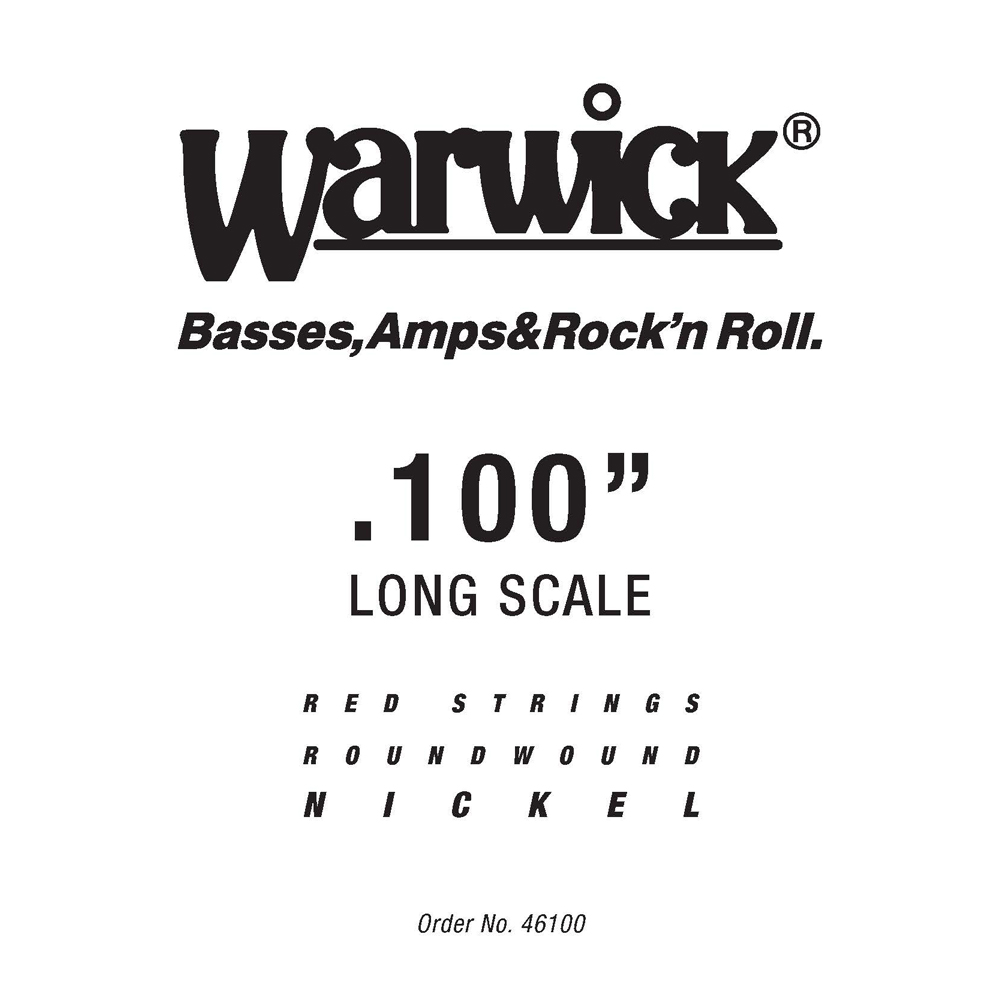 Warwick Red Strings Bass Strings, Nickel-Plated Steel - Bass Single String, .100", Long Scale