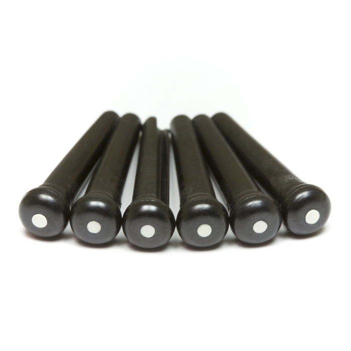 TUSQ PP-2122-00 - Traditional Style Bridge Pins - Black - with White Inlay