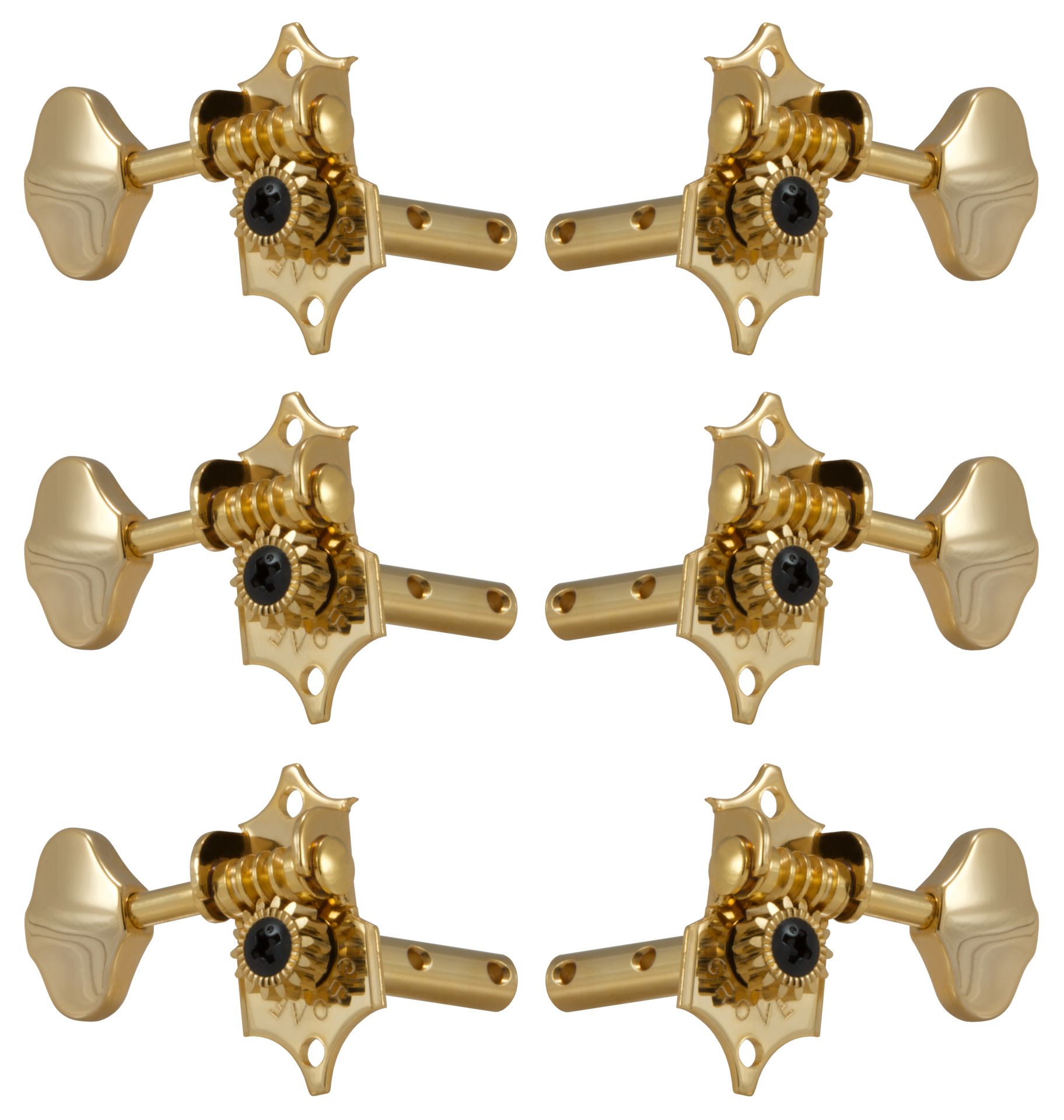 Grover H97G Original Sta-Tite Machine Head, Horizontal - Guitar Machine Heads, 3 + 3 - Gold