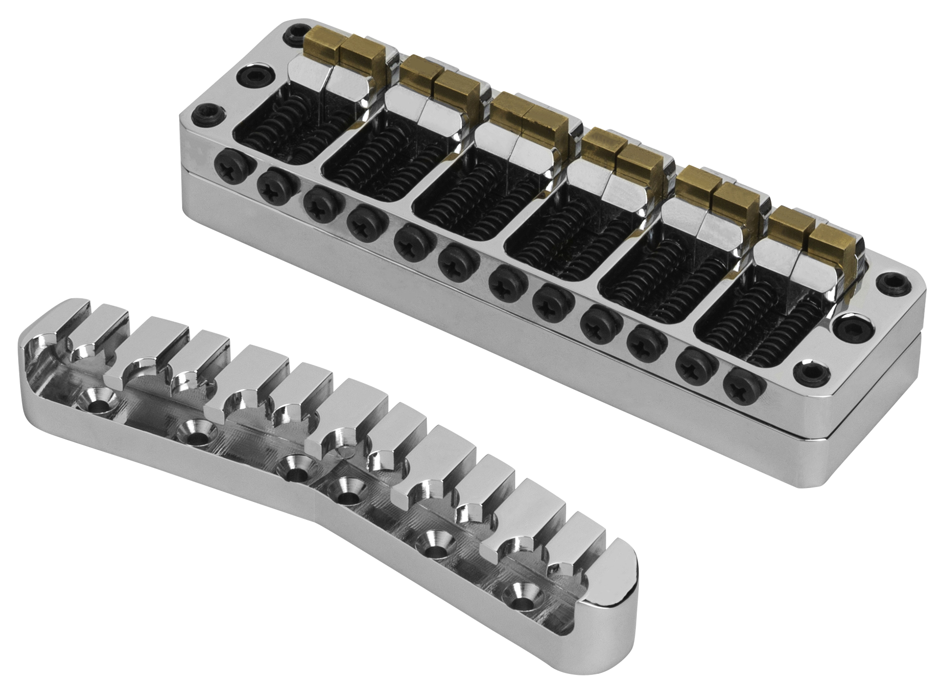Warwick Parts - 2-Piece 3D Bridge & Tailpiece, 12-String, Brass - Chrome