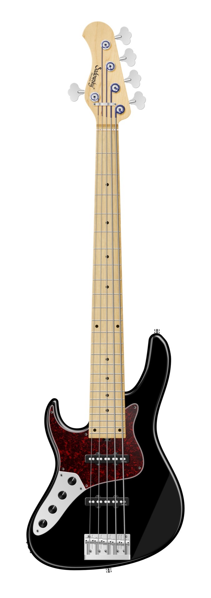 Sadowsky MetroLine 24-Fret Vintage J/J Bass, Swamp Ash Body, Maple Fingerboard, 5-String, Lefthand - Solid Black High Polish