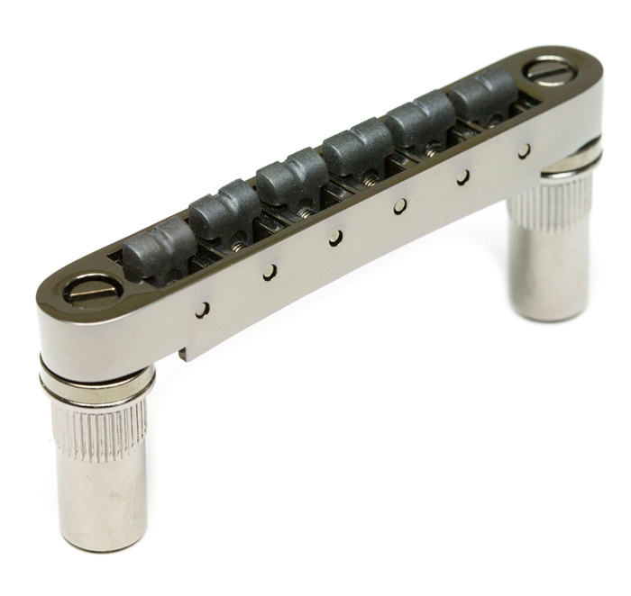 ResoMax PS-8863-BN - NV2 Tune-O-Matic Bridge with String Saver Saddles (Large Posts, 6 mm) - Black Nickel