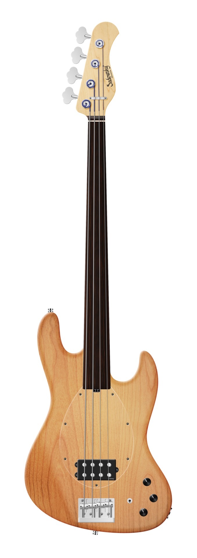 Sadowsky MetroLine 21-Fret Vintage M Bass, Red Alder Body, Tigerstripe Ebony Fingerboard, 4-String, Fretless - Natural Transparent Satin