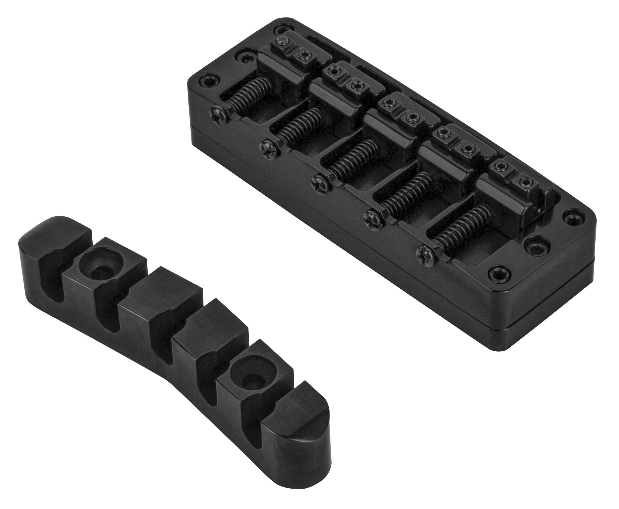 Warwick Parts - 2-Piece 3D Bridge & Tailpiece, 5-String, Brass - Black