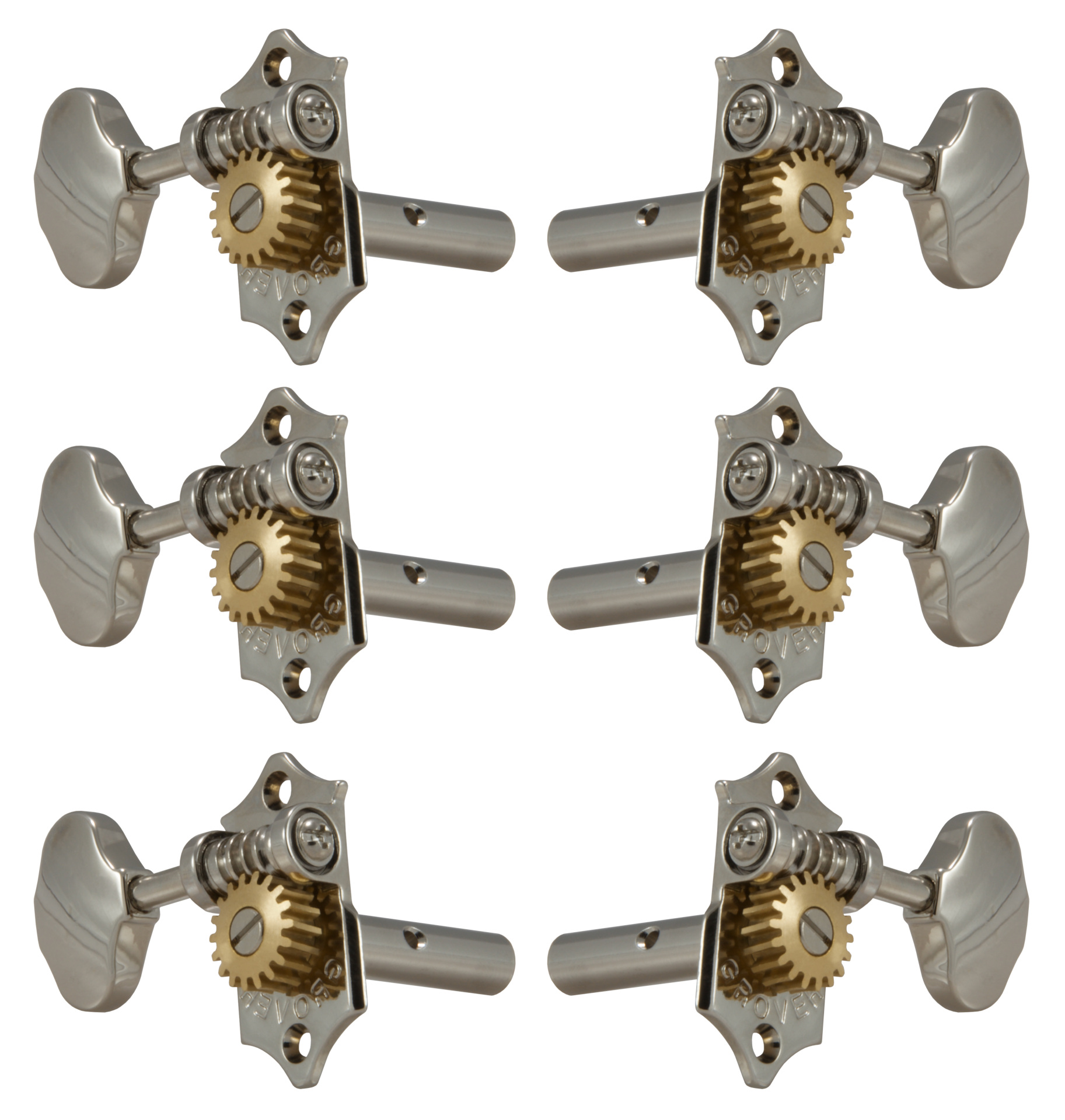 Grover H97-18N Original Sta-Tite Machine Head with 18:1 Gear Ratio, Horizontal - Guitar Machine Heads, 3 + 3 - Nickel