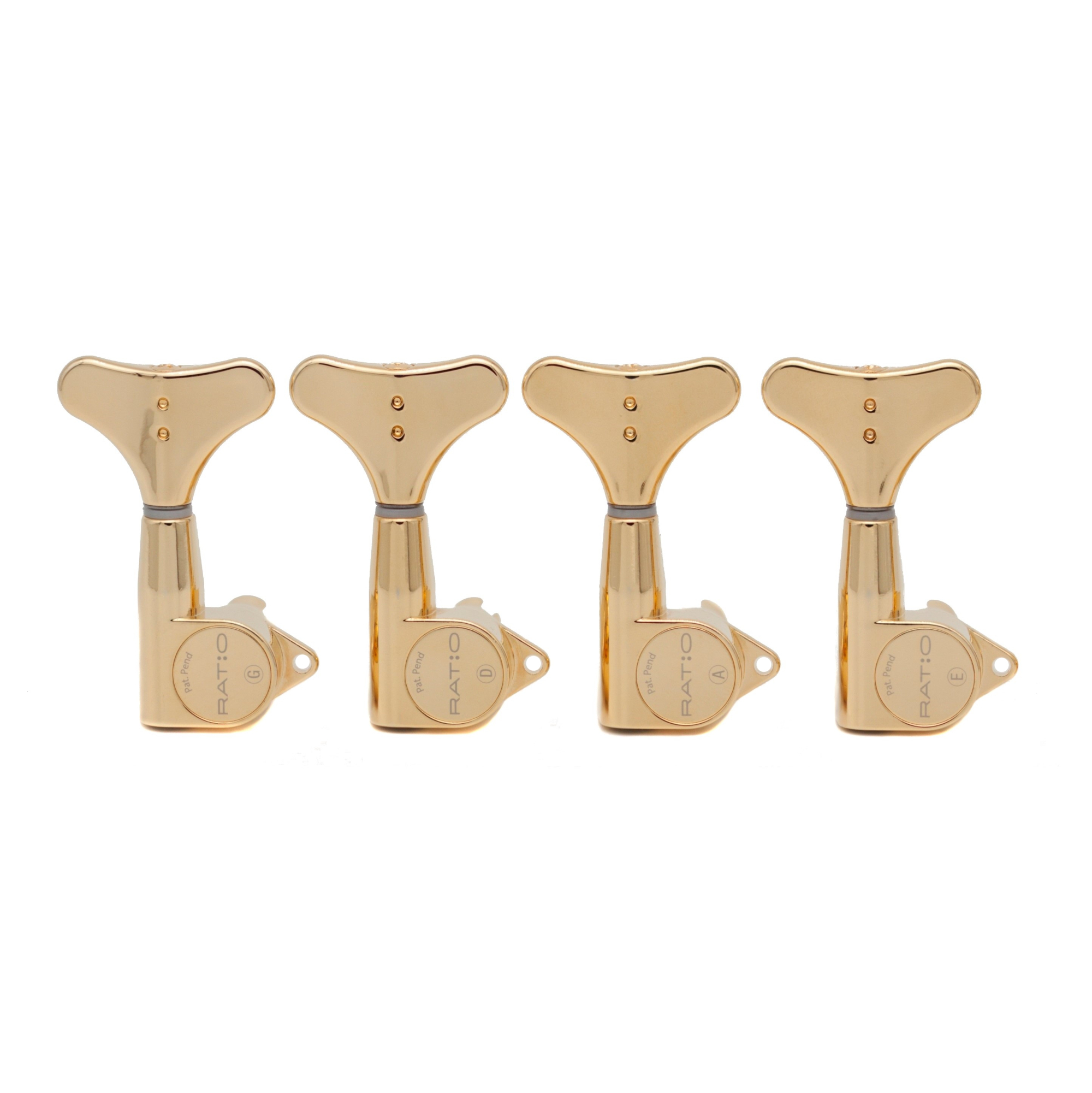 Graph Tech PRB-4400-G0 Ratio Bass Machine Heads with Y-Style Button - 4-String, 4-in-Line, Bass Side (Left) - Gold