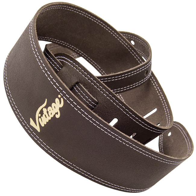Vintage VLS01BR Gitarrengurt, Leder, Brown