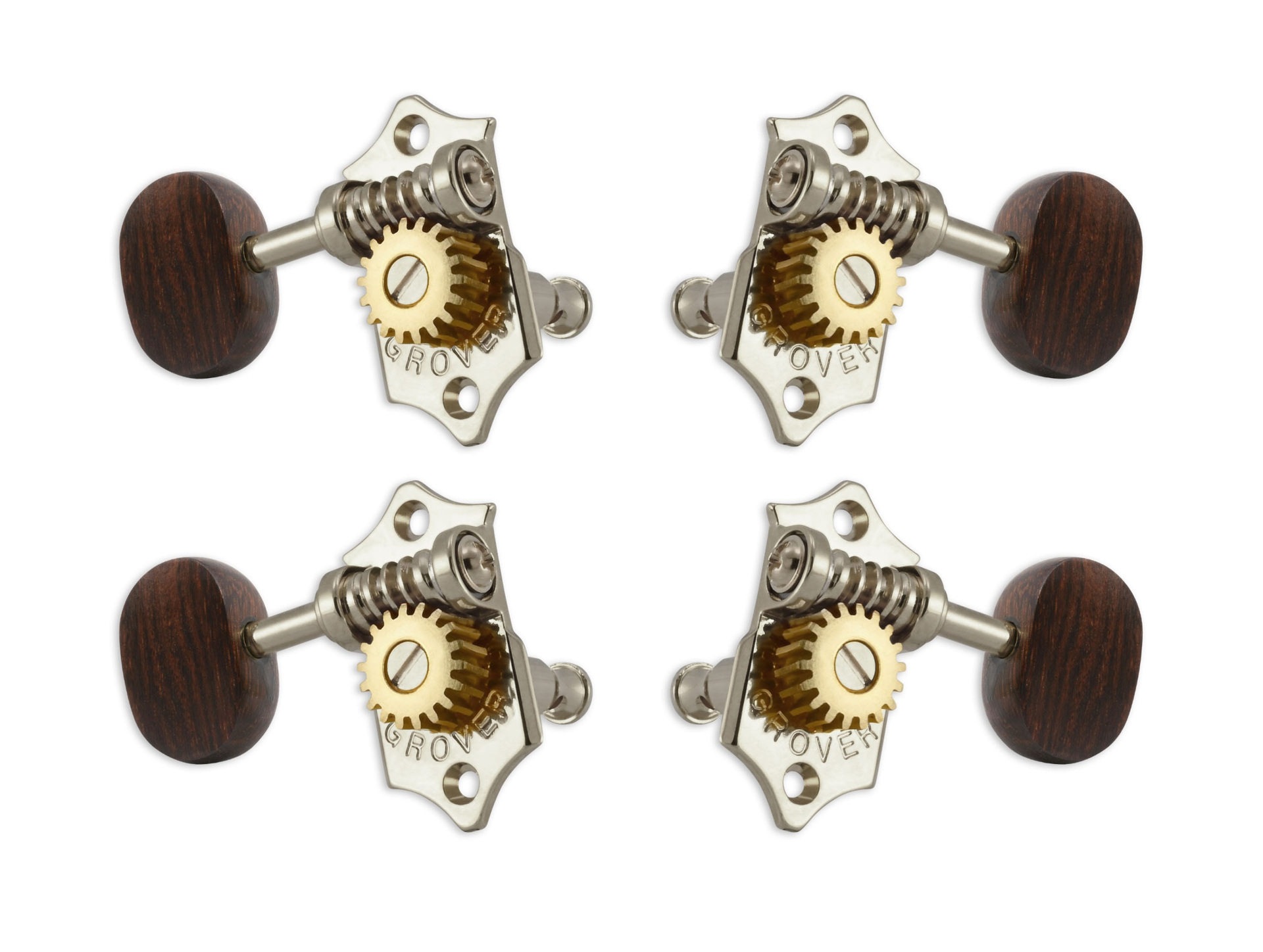 Grover U99-18NR Sta-Tite Geared Ukulele Pegs with Rosewood Button, 21.3 mm Post - 4 pcs. - Nickel