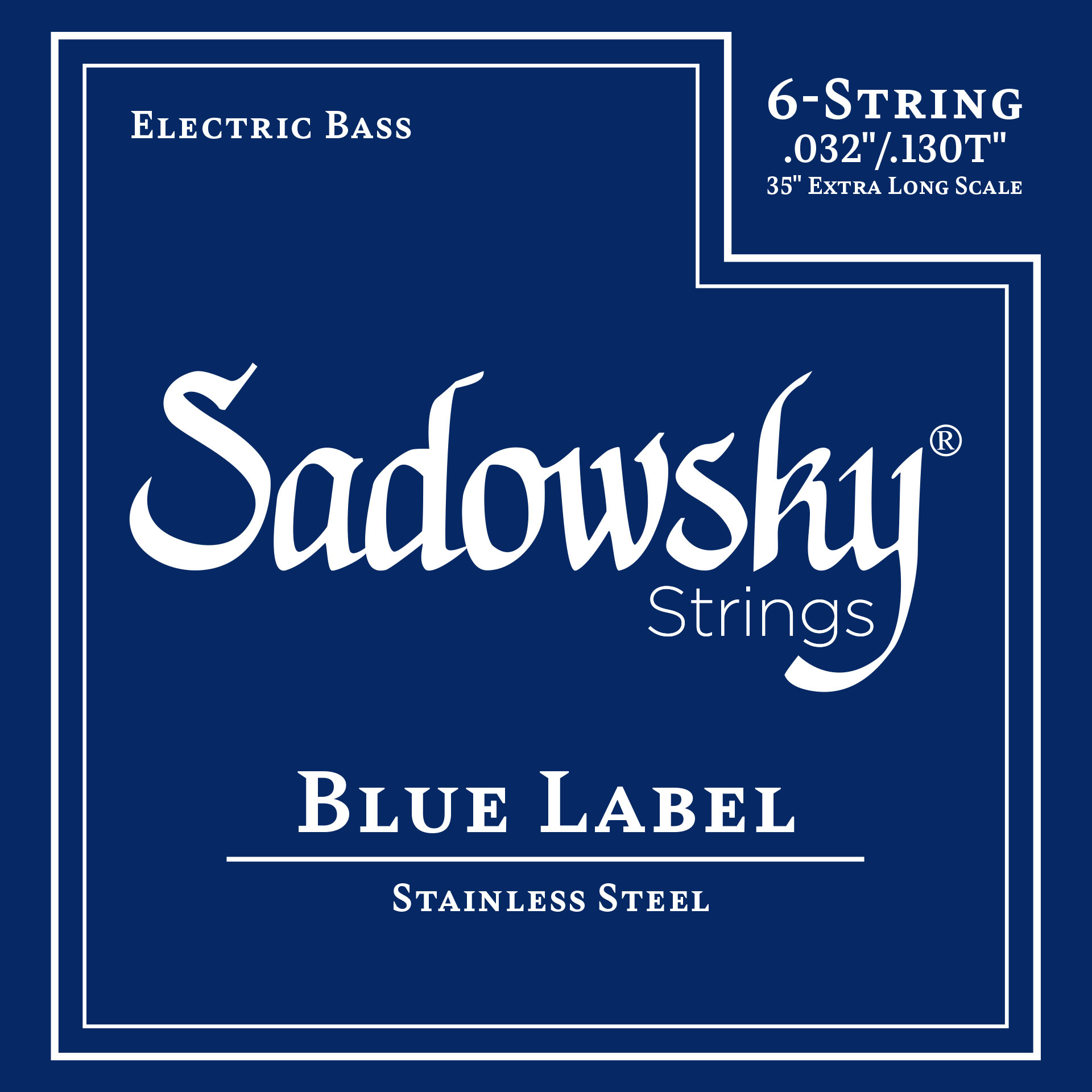 Sadowsky Blue Label Bass String Set - 6-String, Stainless Steel, Taperwound, Extra Long Scale (35"), .032-.130