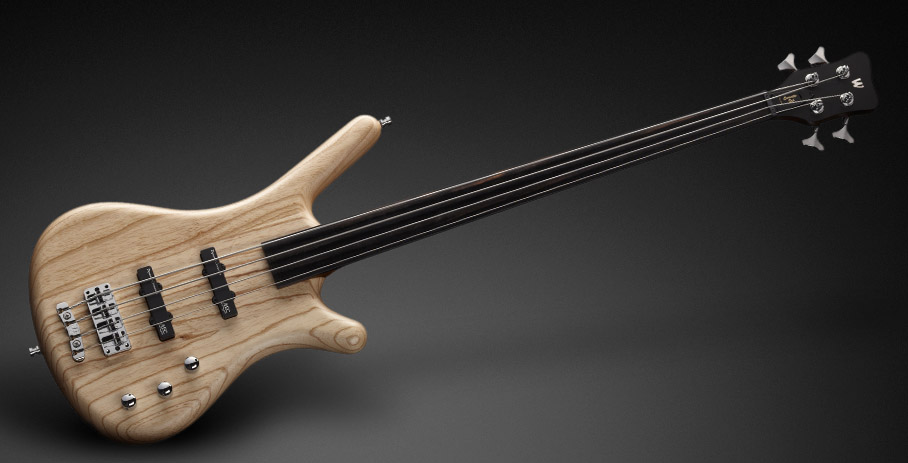 Warwick Teambuilt Pro Series Corvette Ash, 4-String, Fretless, Passive Pickups and Electronics - Natural Transparent Satin