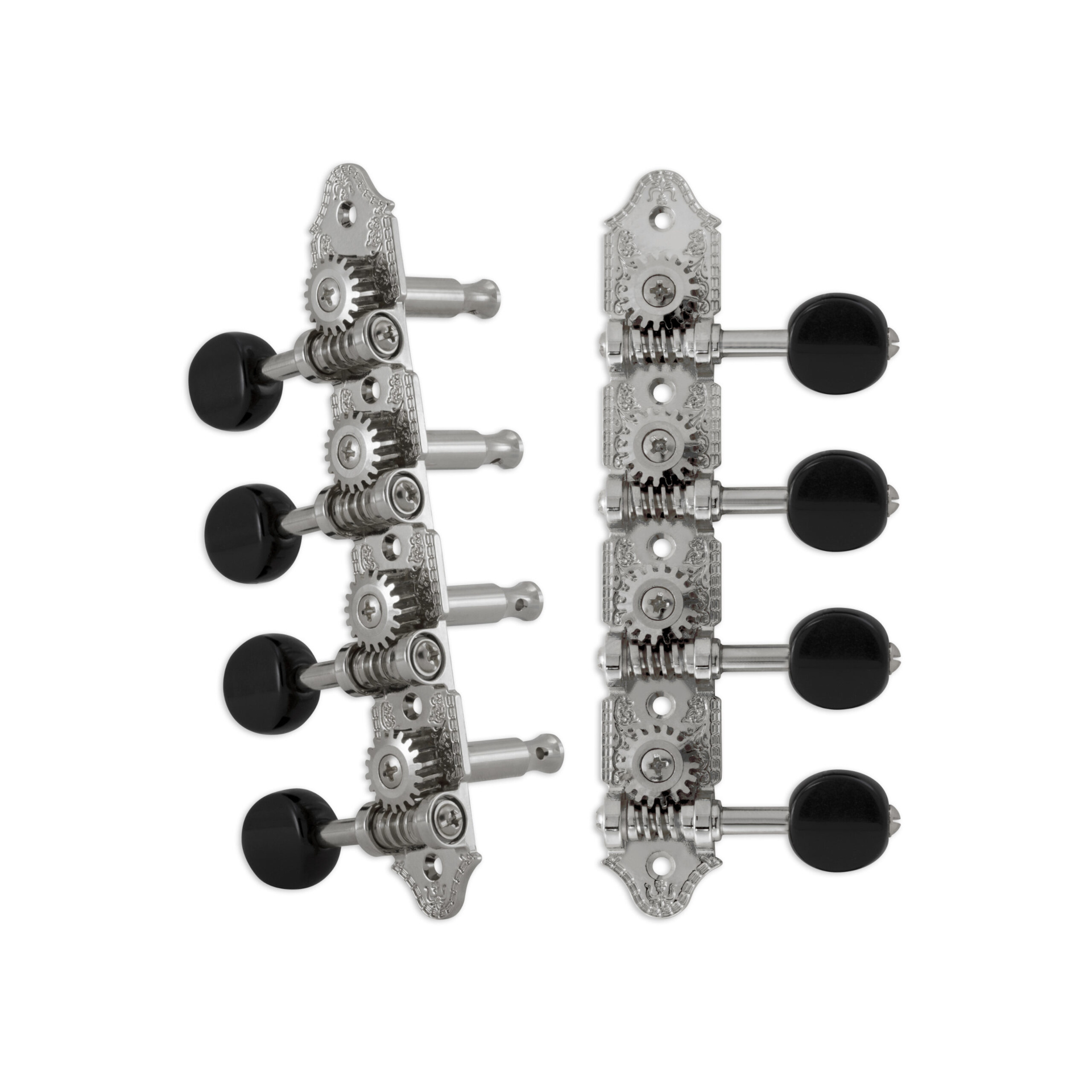 Grover 409VCB Professional Mandolin Vintage "A"-Style Machine Heads with Black Button - Standard, 4 + 4 - Chrome