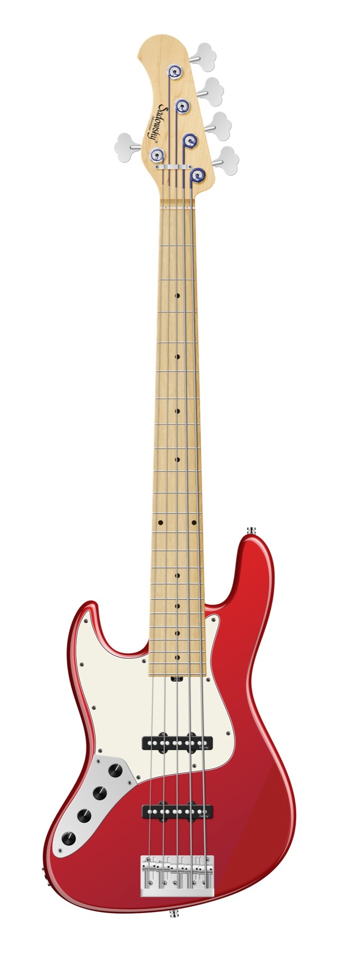 Sadowsky MetroLine 22-Fret Will Lee Artist Line Bass, Swamp Ash Body, Maple Fingerboard, 5-String, Lefthand - Solid Candy Apple Red Metallic High Polish