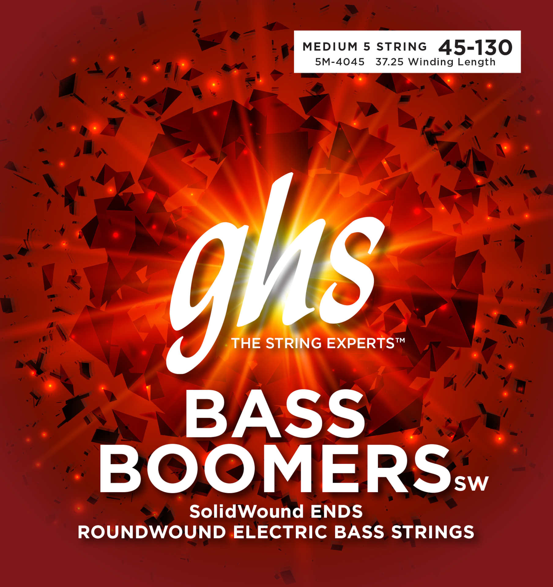 GHS Bass Boomers - Bass String Set, 5-String, SolidWound, Medium, .045-.130