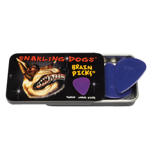 D'Andrea Snarling Dog Brain Picks - 351 Shape (TNSDB351 .60), 12 pcs Pick Tin, 0.60 mm, Purple