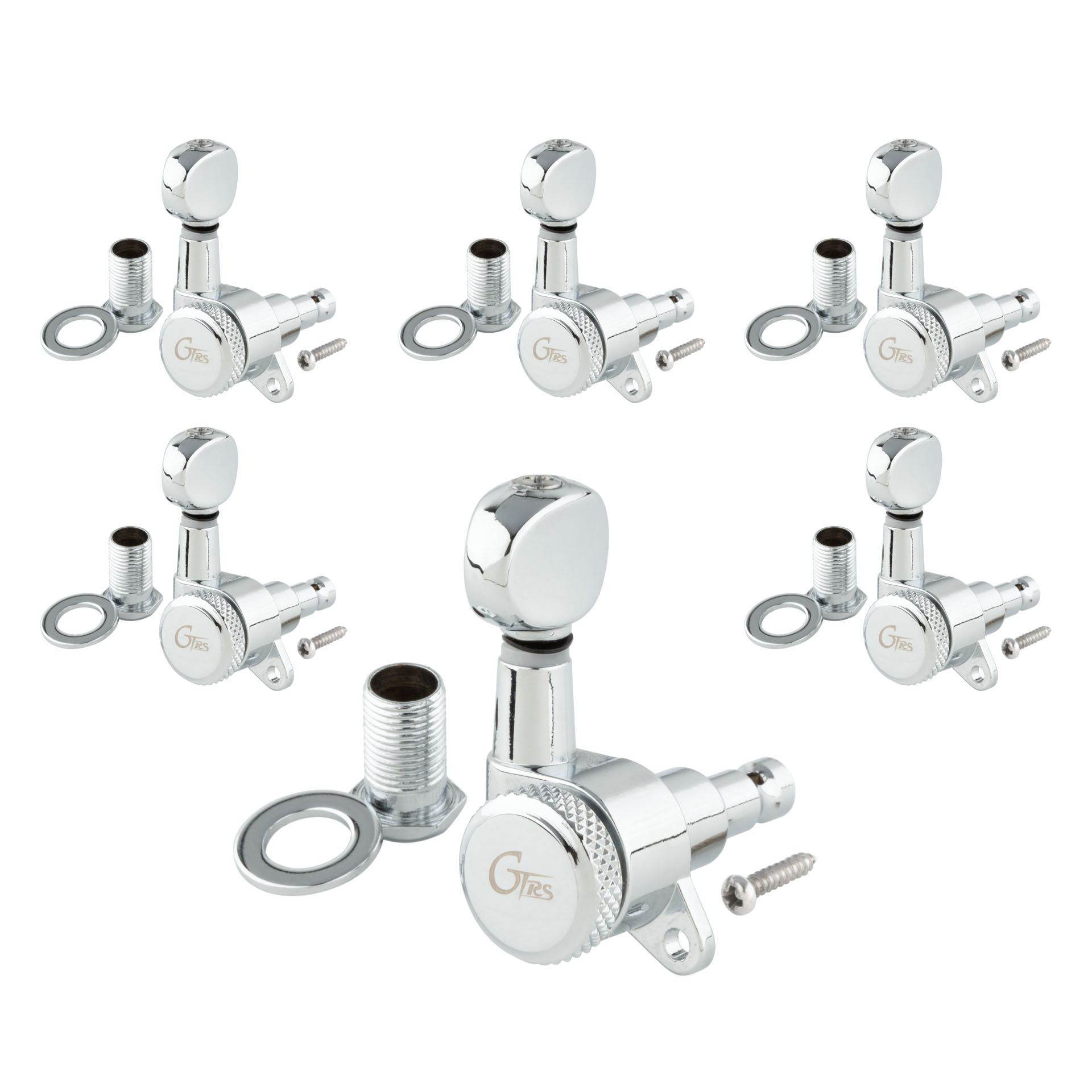 GTRS - Locking Tuners for Intelligent Electric Guitars P800 and P801, Staggered Posts - 6-in-Line, Bass Side (left) - Chrome