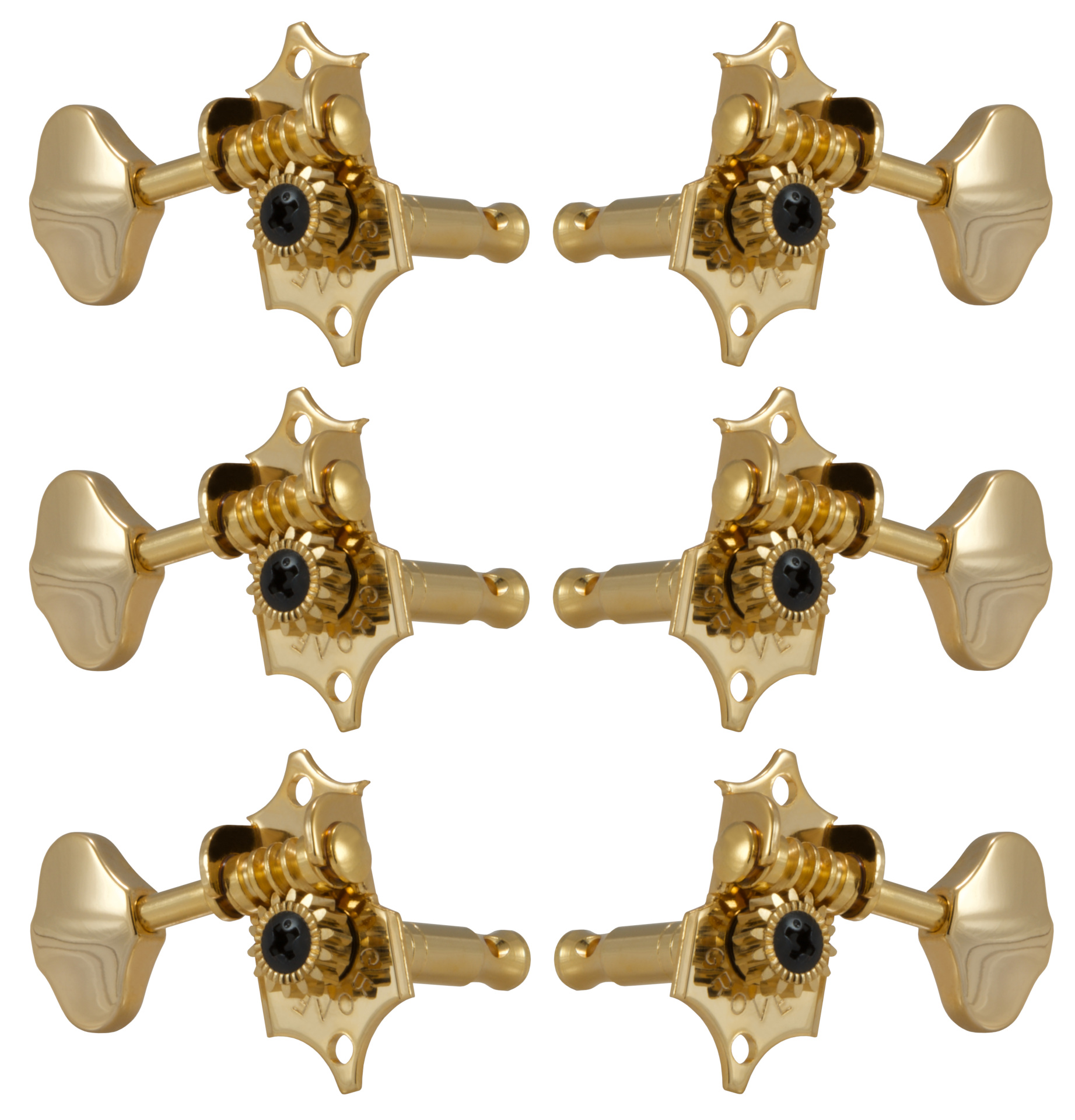 Grover V97G Original Sta-Tite Machine Head, Vertical - Guitar Machine Heads, 3 + 3 - Gold