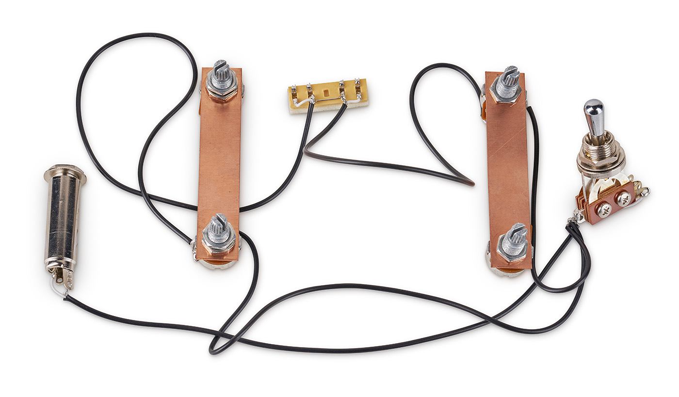 MEC Passive Electronics for Passive Pickups (Vol / Vol / Tone / Tone) w/ Toggle Switch - Chrome