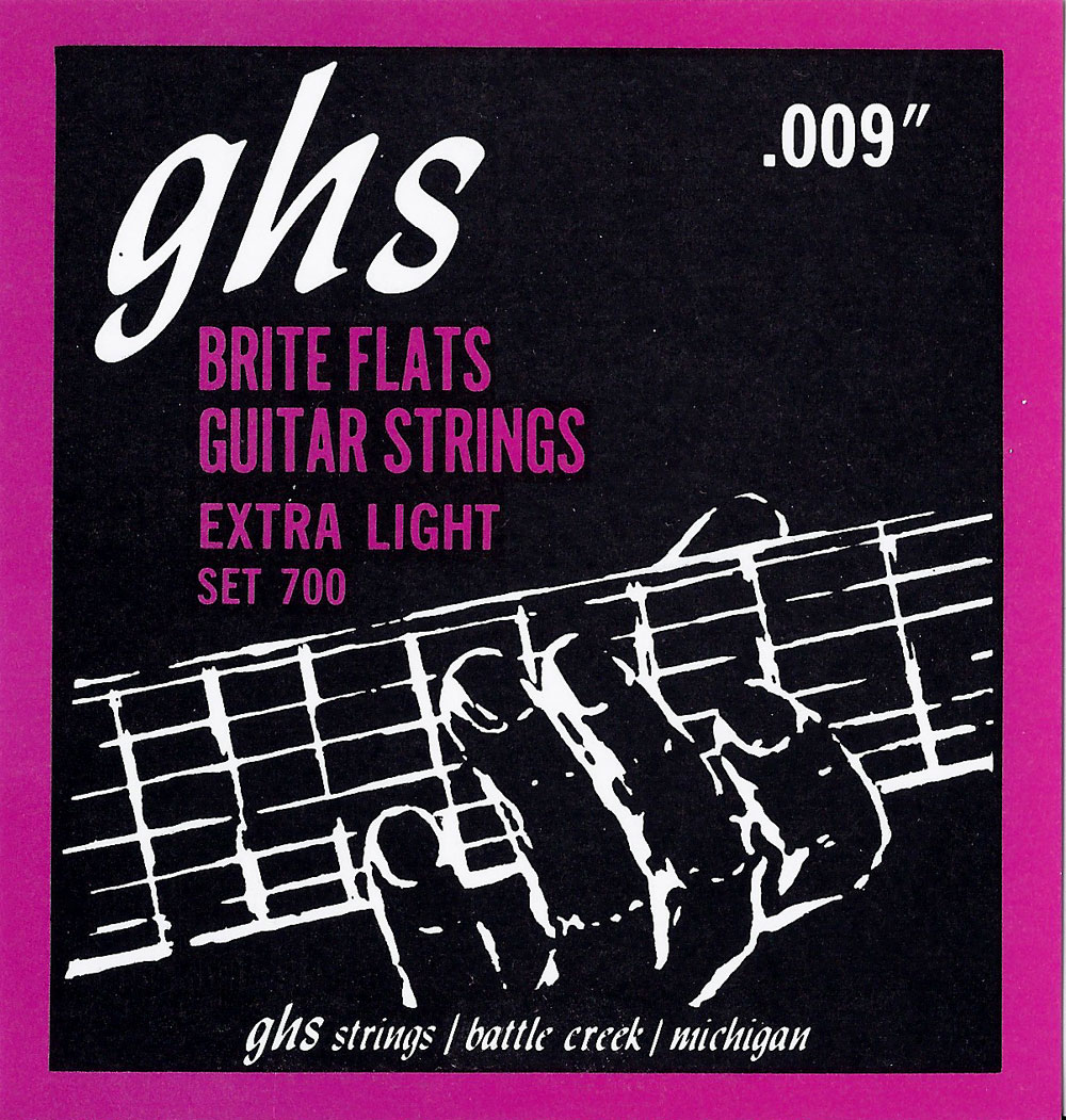 GHS Brite Flats - 700 - Electric Guitar String Set, Extra Light, .009-.042