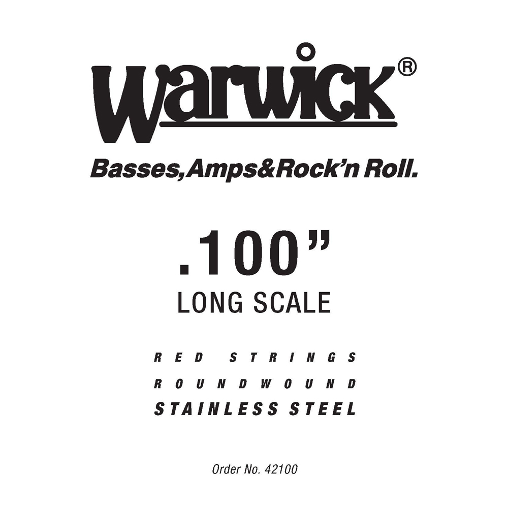 Warwick Red Strings Bass Strings, Stainless Steel - Bass Single String, .100", Long Scale