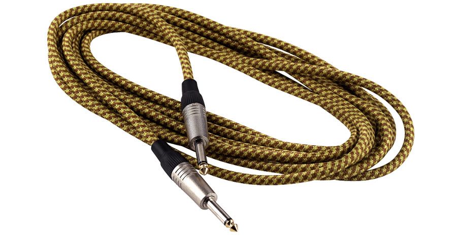 RockCable Instrument Cable - straight TS (6.3 mm / 1/4"), 5 m / 16.4 ft - Vintage Tweed