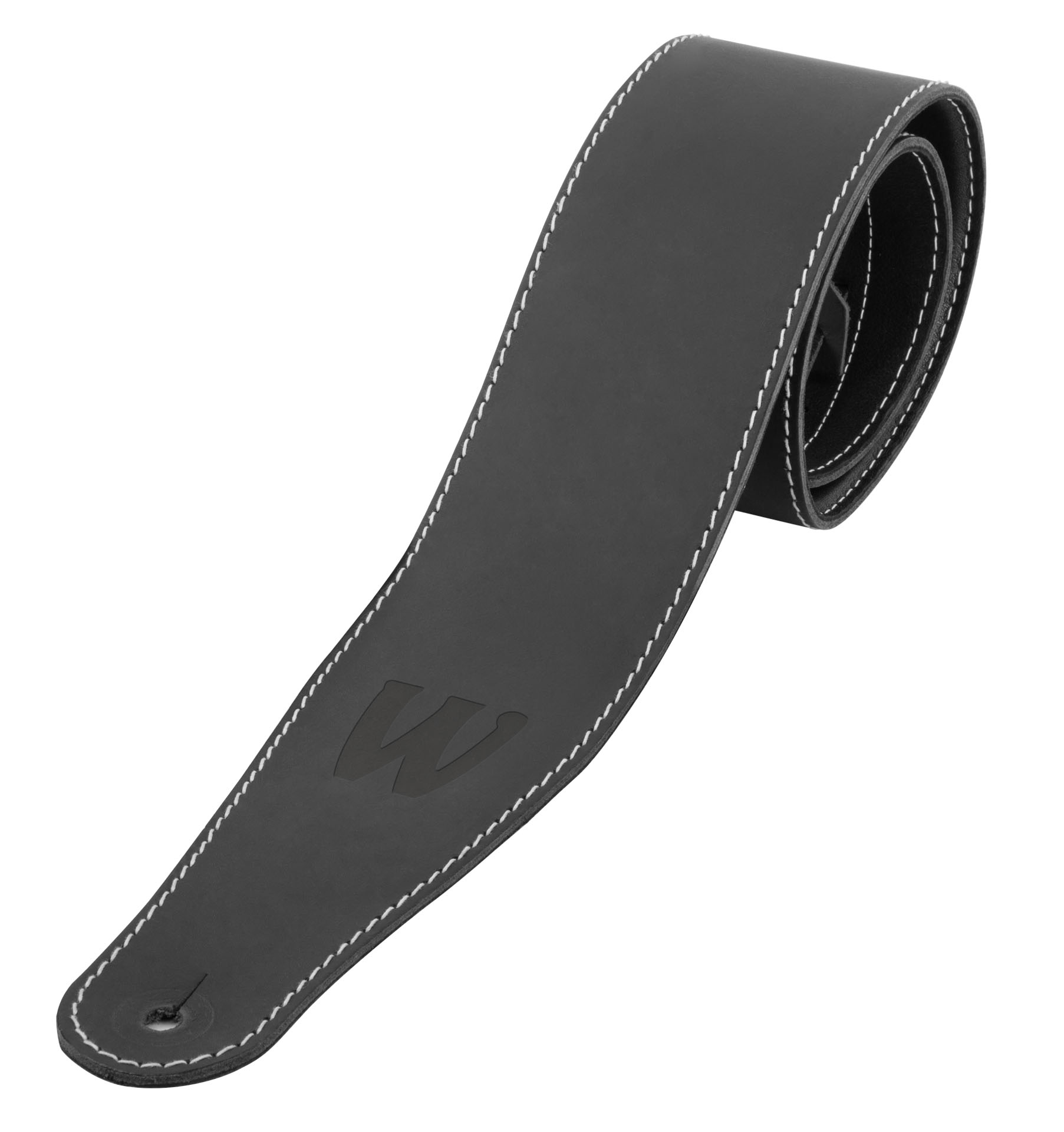 Warwick Teambuilt Genuine Leather Bass Strap - Black, Blind Embossing