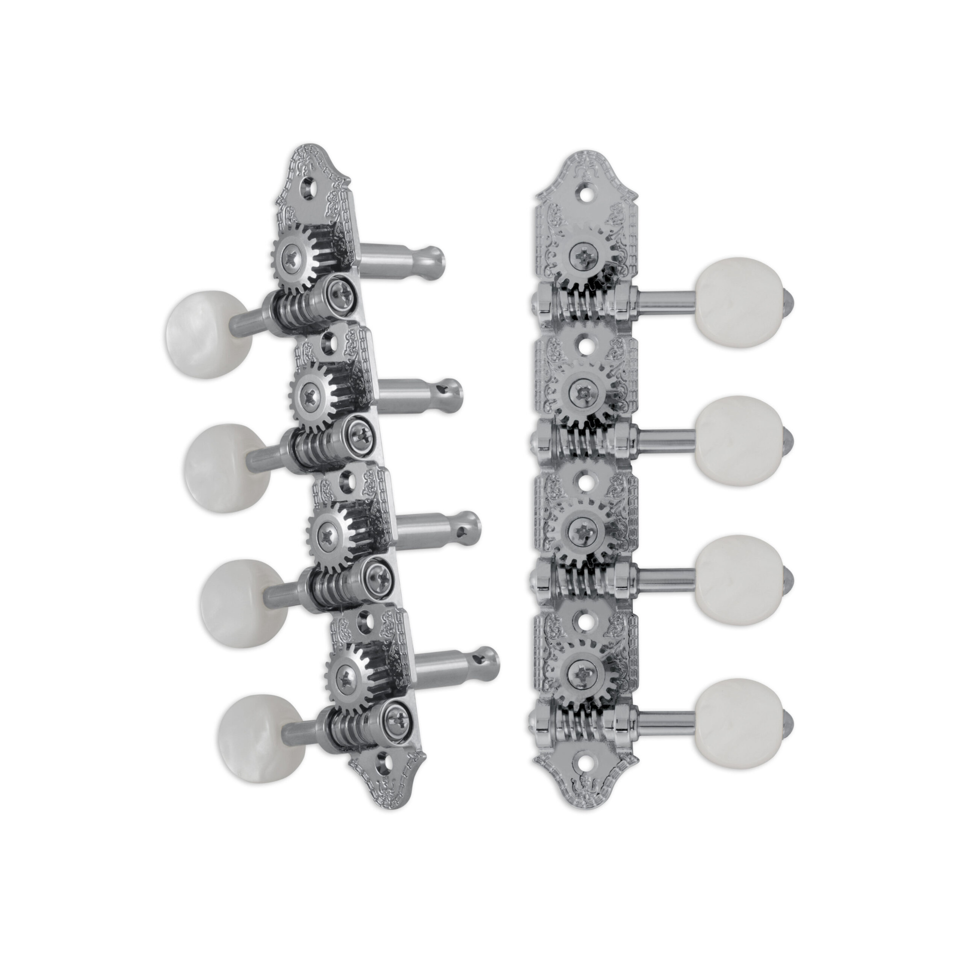 Grover 409VC Professional Mandolin Vintage "A"-Style Machine Heads with Pearloid Button - Standard, 4 + 4 - Chrome