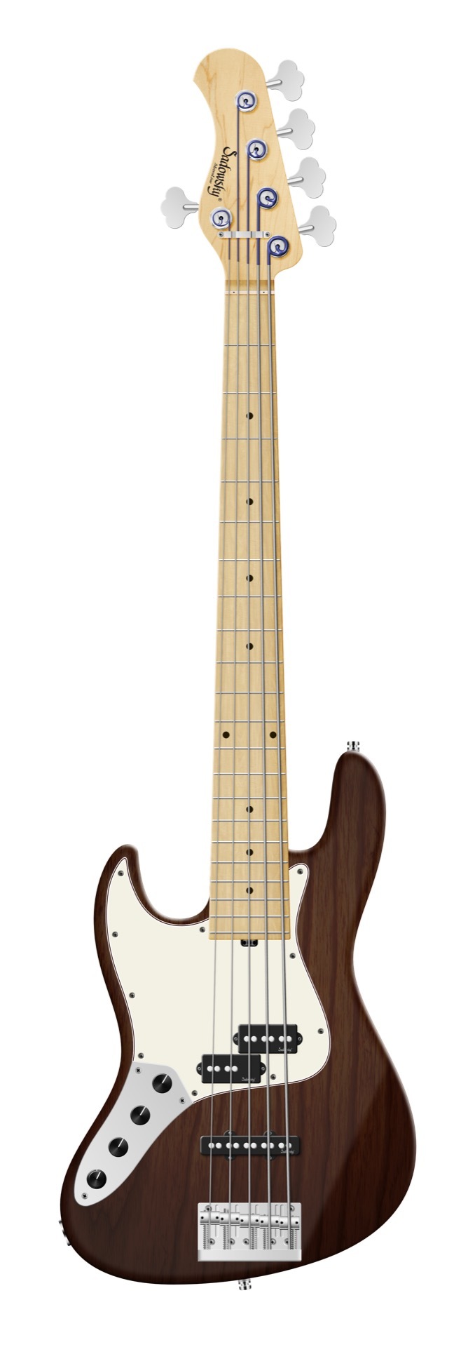 Sadowsky MetroLine 21-Fret Vintage P/J Bass, Swamp Ash Body, Maple Fingerboard, 5-String, Lefthand - Antique Tobacco Transparent Satin