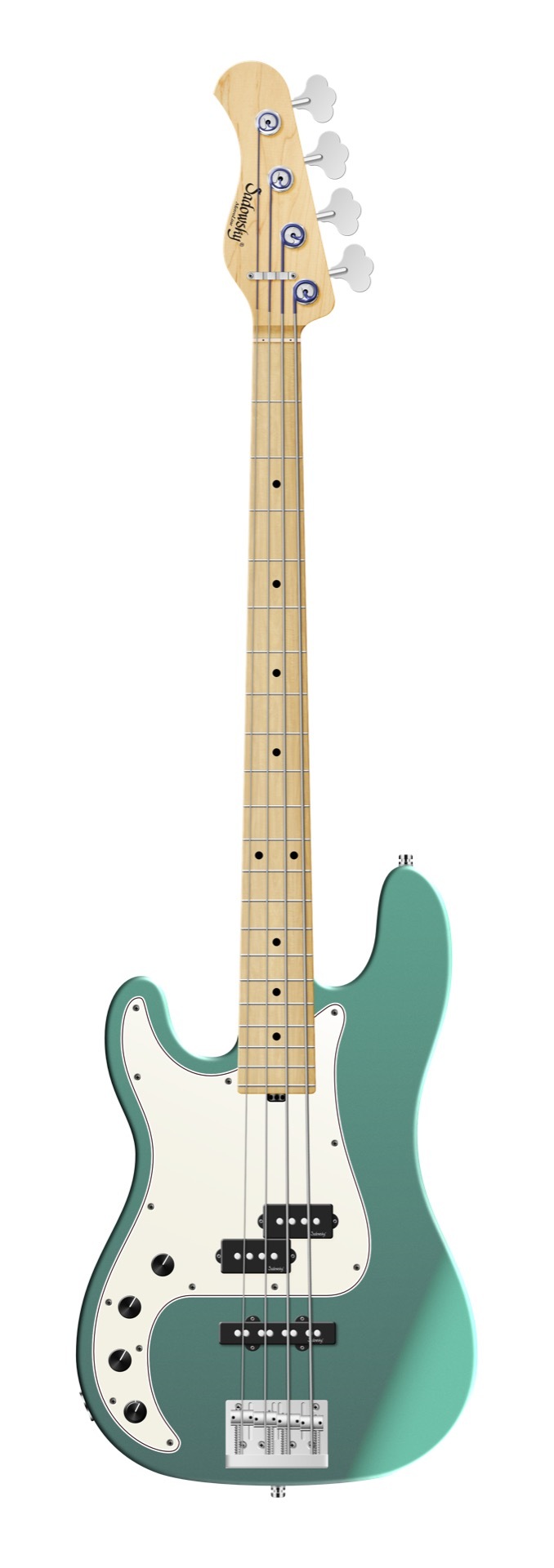 Sadowsky MetroLine 21-Fret Hybrid P/J Bass, Solidbody, Swamp Ash Body, Maple Fingerboard, 4-String, Lefthand - Solid Sage Green Metallic Satin