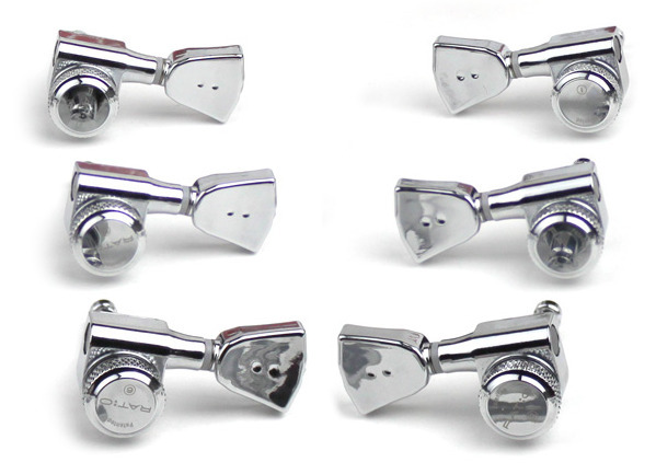 Graph Tech PRL-8341-LC0 Ratio Electric Locking Machine Heads with Vintage Button - 3 + 3, Lefthand - Chrome