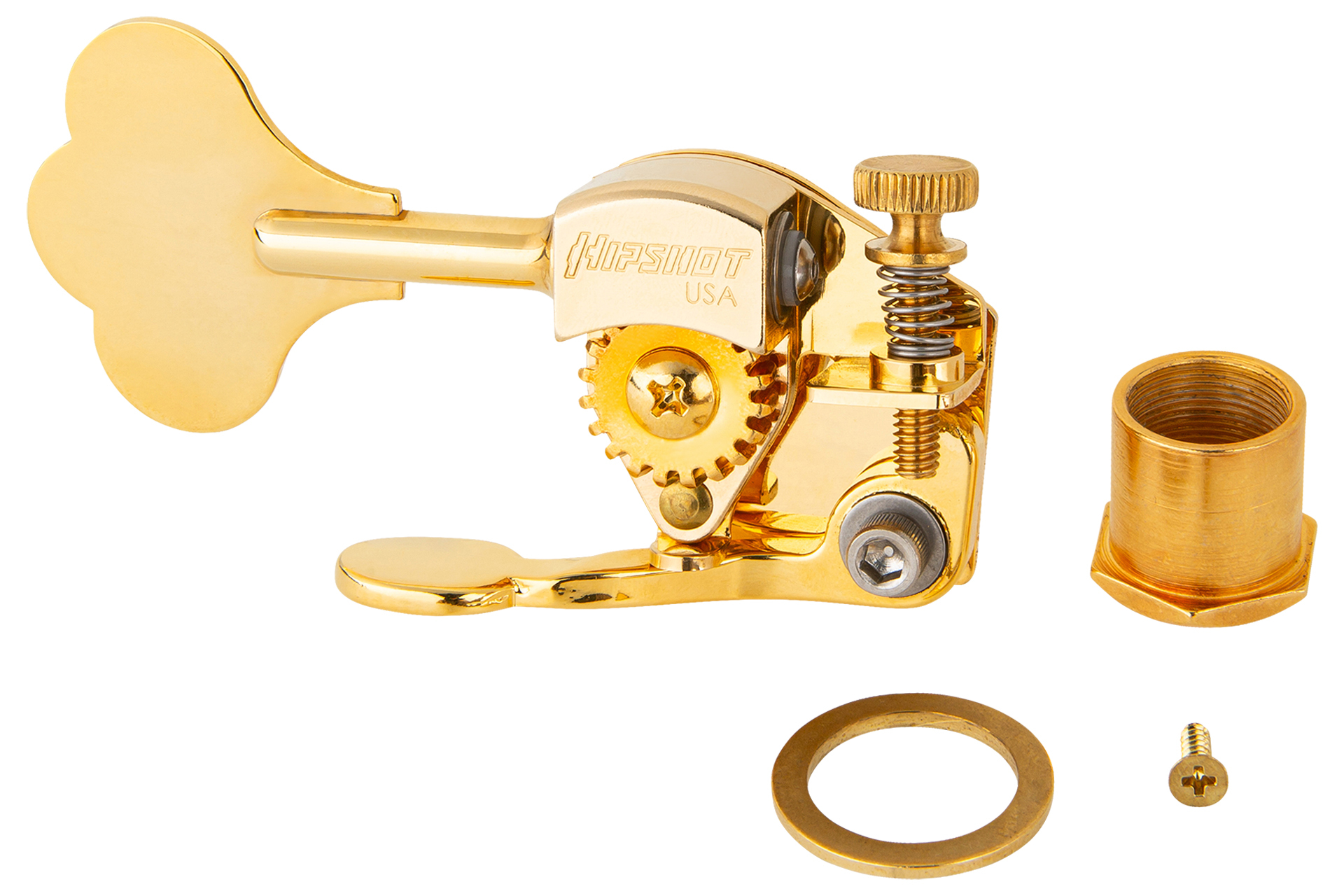 Sadowsky/Hipshot - Ultralite Bass Xtender, 1/2" Post, Clover Leaf Key, Lefthand - Gold