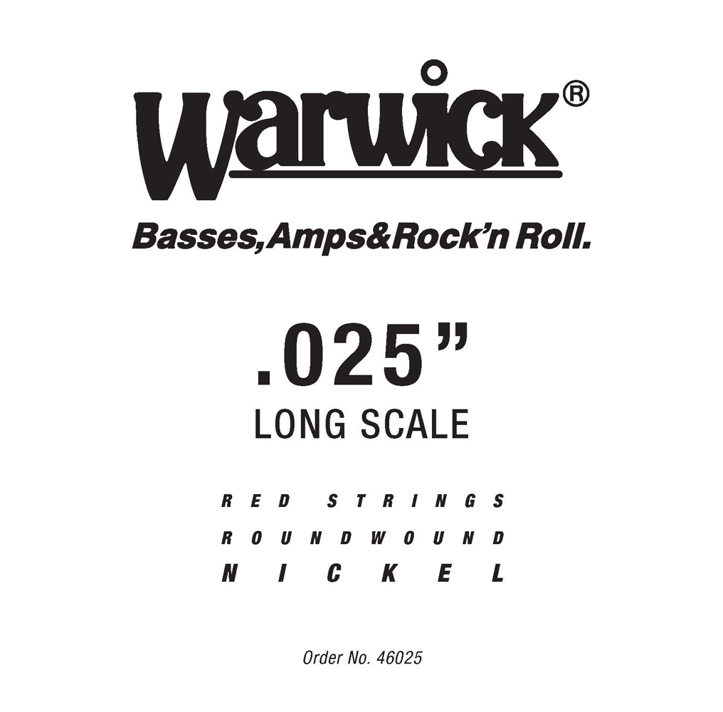 Warwick Red Strings Bass Strings, Nickel-Plated Steel - Bass Single String, .025", Long Scale