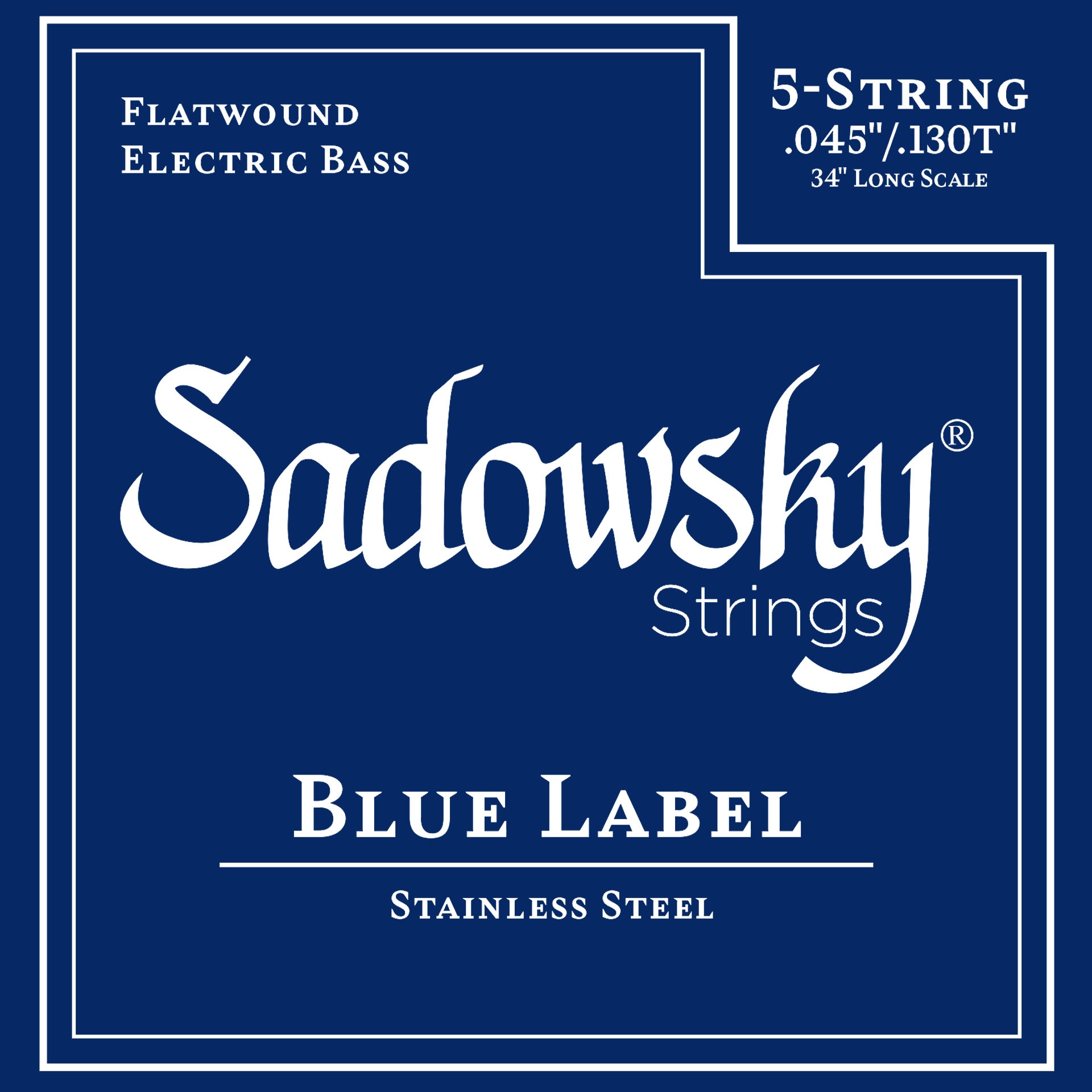 Sadowsky Blue Label Bass String Set - 5-String, Stainless Steel, Flatwound, Taperwound, Long Scale (34"), .040-.125
